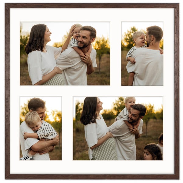Ramka na 4 zdjęcia 2x 10x15 2x 15x21 brązowa foto galeria 40x40 cm FRAMAI 900570
