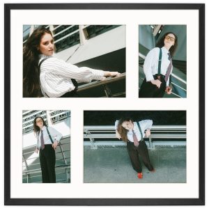 Ramka na 4 zdjęcia 2x 10×15 2x 15×21 czarna foto galeria 40×40 cm FRAMAI 900567