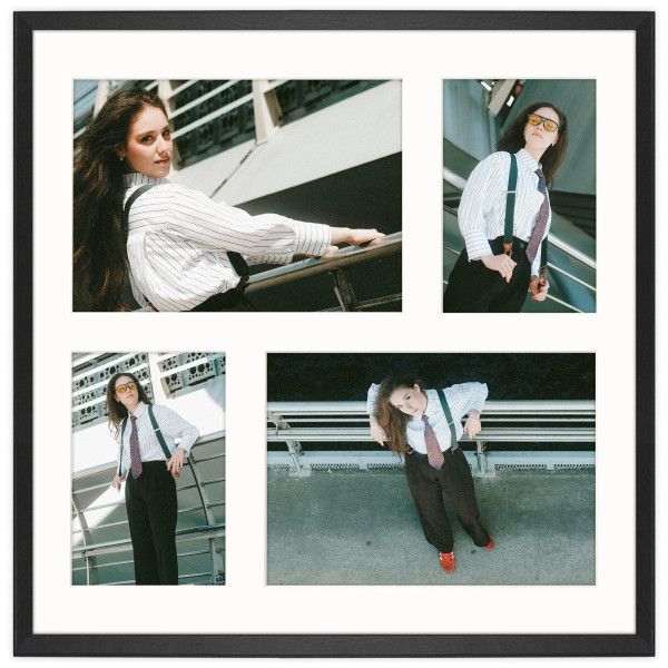 Ramka na 4 zdjęcia 2x 10x15 2x 15x21 czarna foto galeria 40x40 cm FRAMAI 900567