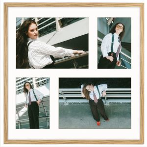 Ramka na 4 zdjęcia 2x 10×15 2x 15×21 dębowa foto galeria 40×40 cm FRAMAI 900568