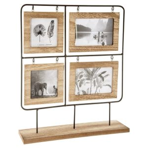 Ramka na 4 zdjęcia Nomade drewniana 42×36 cm stojąca ozdobna 930542