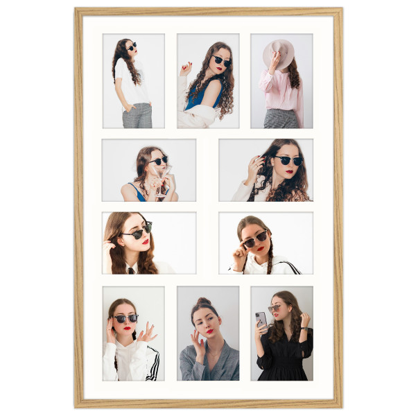 Ramka na zdjęcia 10 zdjęć 10x15 rama kolor dębowy fotogaleria 40x60 FRAMAI® 994849