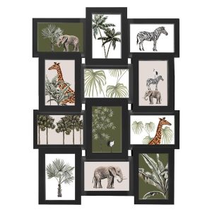 Ramka na zdjęcia Savannah czarna 61×46 cm ozdobna multiramka 12 zdjęć 930545