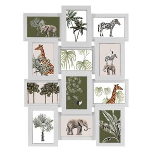 Ramka wisząca Savannah biała szklana multiramka na 12 zdjęć 10×15 cm 1064586