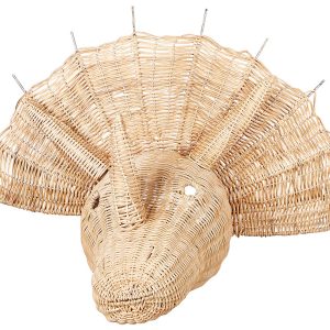 Rattanowy dinozaur dekoracja ścienna beżowa 336484 Rattanowy dinozaur dekoracja ścienna beżowa 336484