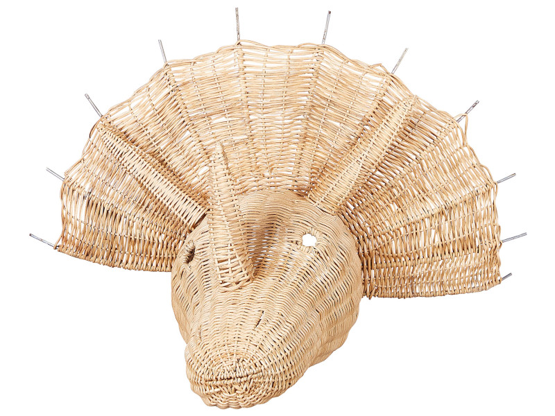 Rattanowy dinozaur dekoracja ścienna beżowa 336484