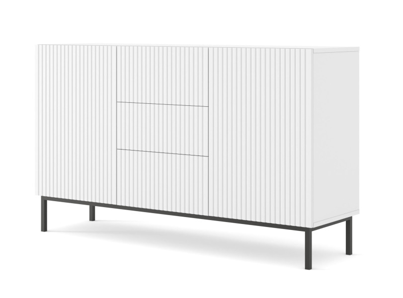 Ravenna B Komoda 150 2D3S frez MDF biały mat + RAMA CZARNA 240701