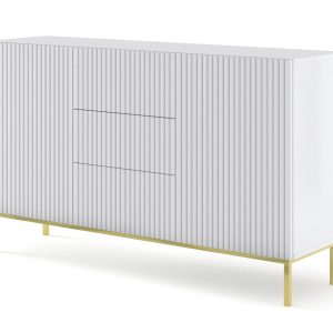 Ravenna B Komoda 150 2D3S frez MDF biały mat + RAMA ZŁOTA 240707 Ravenna B Komoda 150 2D3S frez MDF biały mat + RAMA ZŁOTA 240707