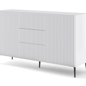Ravenna B Komoda 150 2D3S frez MDF biały mat + szpilki czarne 240706 Ravenna B Komoda 150 2D3S frez MDF biały mat + szpilki czarne 240706