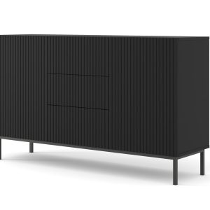Ravenna B Komoda 150 2D3S frez MDF czarny mat + RAMA CZARNA 240710 Ravenna B Komoda 150 2D3S frez MDF czarny mat + RAMA CZARNA 240710