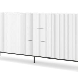 Ravenna B Komoda 200 3D3S frez MDF biały mat + RAMA CZARNA 240713 Ravenna B Komoda 200 3D3S frez MDF biały mat + RAMA CZARNA 240713