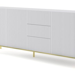 Ravenna B Komoda 200 3D3S frez MDF biały mat + RAMA ZŁOTA 240725 Ravenna B Komoda 200 3D3S frez MDF biały mat + RAMA ZŁOTA 240725