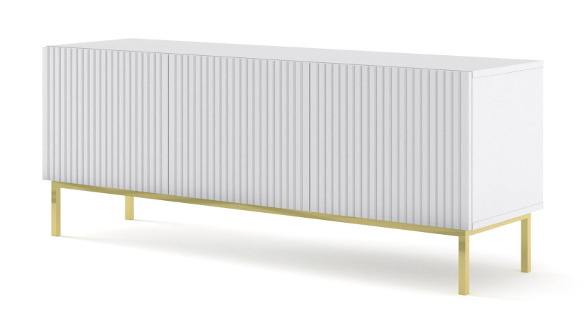 Ravenna B Szafka RTV 150 3D frez MDF biały mat + RAMA ZŁOTA 240548