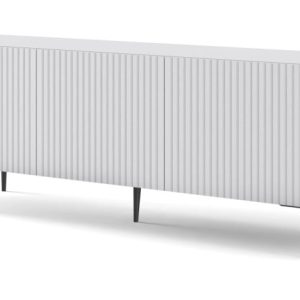 Ravenna B Szafka RTV 150 3D frez MDF biały mat + szpilki czarne 240621 Ravenna B Szafka RTV 150 3D frez MDF biały mat + szpilki czarne 240621