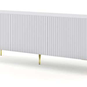 Ravenna B Szafka RTV 150 3D frez MDF biały mat + szpilki złote 240571 Ravenna B Szafka RTV 150 3D frez MDF biały mat + szpilki złote 240571