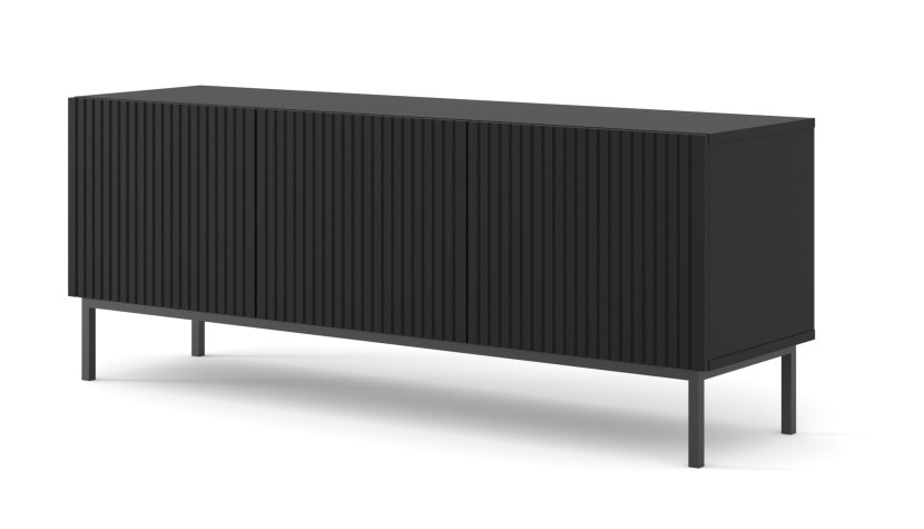 Ravenna B Szafka RTV 150 3D frez MDF czarny mat + RAMA CZARNA 240591