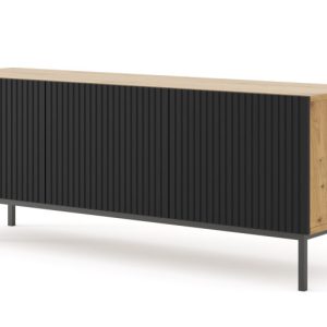 Ravenna B Szafka RTV 150 3D frez MDF dąb artisan / czarny + RAMA CZARNA 240587 Ravenna B Szafka RTV 150 3D frez MDF dąb artisan / czarny + RAMA CZARNA 240587