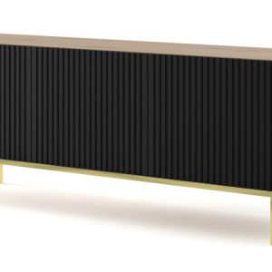 Ravenna B Szafka RTV 150 3D frez MDF dąb artisan / czarny + RAMA ZŁOTA 240634 Ravenna B Szafka RTV 150 3D frez MDF dąb artisan / czarny + RAMA ZŁOTA 240634