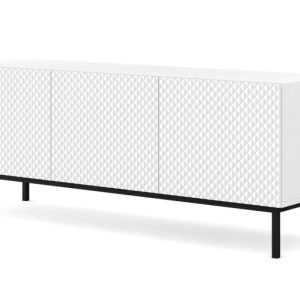 Ravenna C Szafka RTV 150 3D frez MDF biały połysk + RAMA CZARNA 240576 Ravenna C Szafka RTV 150 3D frez MDF biały połysk + RAMA CZARNA 240576