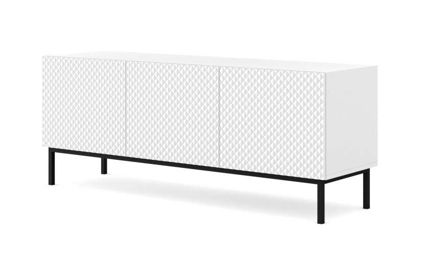 Ravenna C Szafka RTV 150 3D frez MDF biały połysk + RAMA CZARNA 240576