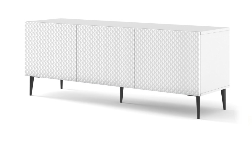Ravenna C Szafka RTV 150 3D frez MDF biały połysk szpilka 240641