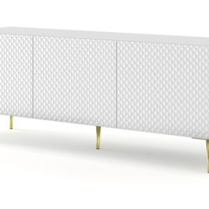 Ravenna C Szafka RTV 150 3D frez MDF biały połysk szpilka 240607 Ravenna C Szafka RTV 150 3D frez MDF biały połysk szpilka 240607