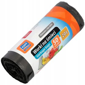 RAVI Worki na śmieci 20L HDPE 50szt. czarne R46 180370