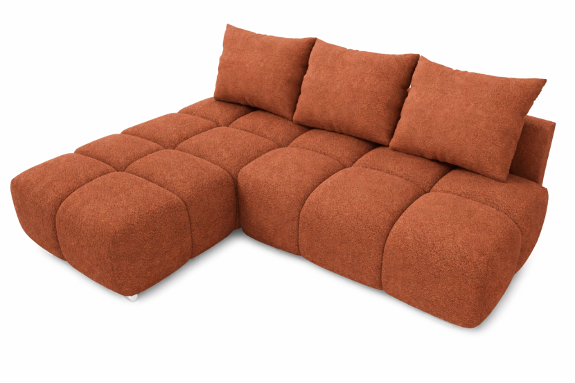 Rdzawy narożnik rozkładany z funkcją spania Honey Mini Lewy Boucle Baranek 1016409