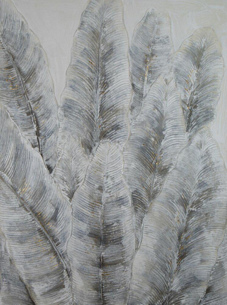 Ręcznie Malowany Obraz Liście Bananowca 90x120 cm 722586