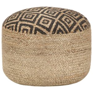 Ręcznie robiony puf, czarny, 45 x 30 cm, juta 383430 Ręcznie robiony puf, czarny, 45 x 30 cm, juta 383430