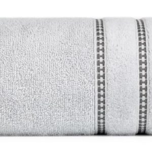 Ręcznik 30×50 srebrny z welurową bordiurą w pasy frotte 500 g/m2 964751 Ręcznik 30×50 srebrny z welurową bordiurą w pasy frotte 500 g/m2 964751