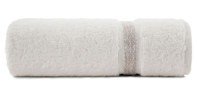 Ręcznik 50x90 kremowy z bordiurą z melanżowym pasem frotte 500 g/m2 765639