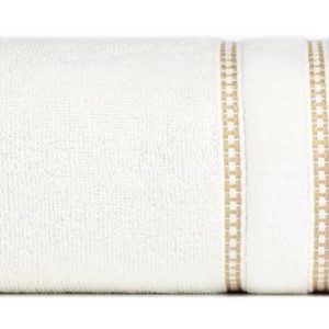 Ręcznik 50×90 kremowy z welurową bordiurą w pasy frotte 500 g/m2 765680 Ręcznik 50×90 kremowy z welurową bordiurą w pasy frotte 500 g/m2 765680