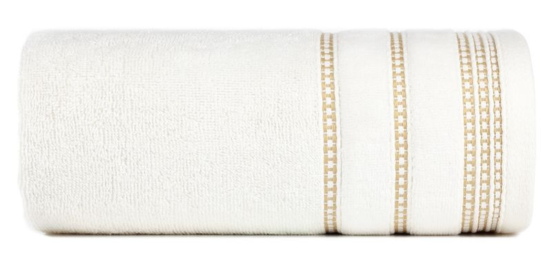 Ręcznik 50x90 kremowy z welurową bordiurą w pasy frotte 500 g/m2 765680