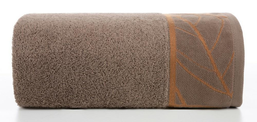 Ręcznik 70x140 Alisma brązowy jasny liście 500g/m2 frotte 765538