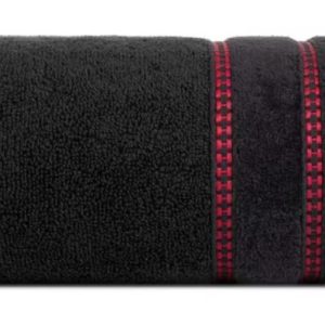 Ręcznik 70×140 czarny z ozdobną welurową bordiurą w pasy frotte 500 g/m2 988367