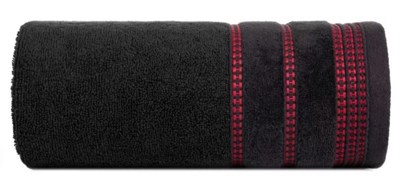 Ręcznik 70x140 czarny z ozdobną welurową bordiurą w pasy frotte 500 g/m2 988367