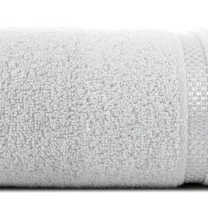 Ręcznik 70×140 srebrny z ozdobną bordiurą w pasy 485g/m2 frotte 765778