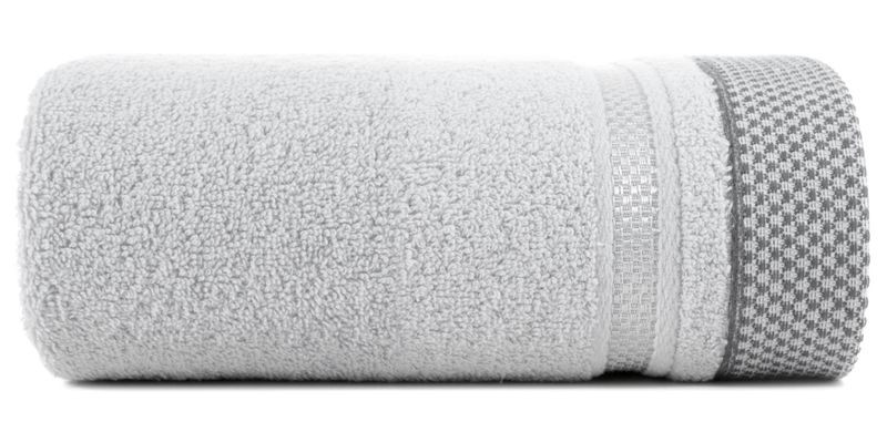 Ręcznik 70x140 srebrny z ozdobną bordiurą w pasy 485g/m2 frotte 765778