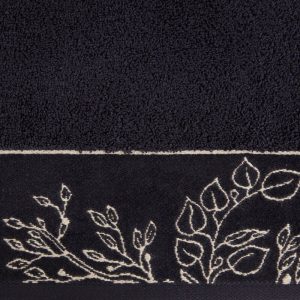 Ręcznik 70×140 Victoria czarny złoty liście 500g/2 frotte 765760
