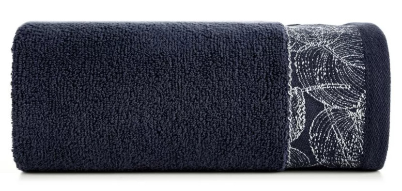 Ręcznik Agis 30x50 granatowy liście frotte 400g/m2 988123