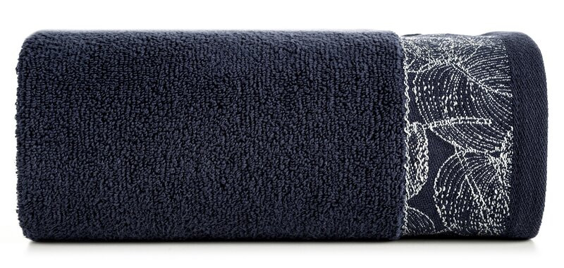 Ręcznik Agis 70x140 granatowy liście frotte 400g/m2 767146