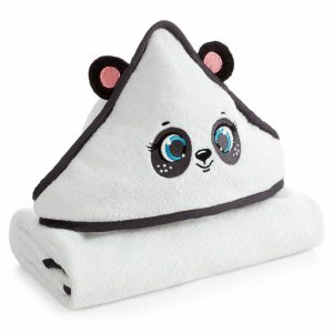 Ręcznik BABY73 bawełniany biały 100X100 cm panda z kapturem dla dzieci 930428 Ręcznik BABY73 bawełniany biały 100X100 cm panda z kapturem dla dzieci 930428