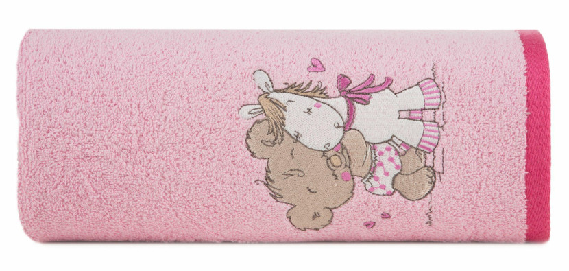 Ręcznik dziecięcy 50x90 Baby różowy miś jednorożec 450g/m2 410634