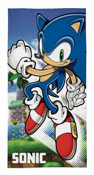 Ręcznik dziecięcy 70x140 Sonic niebieski biały zielony bawełniany 770609