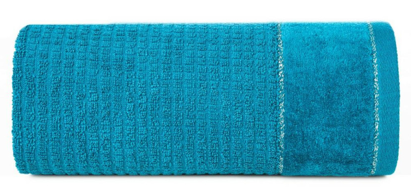 Ręcznik Glory 70x140 turkusowy z bordiurą i srebrną nicią 500g/m2 frotte 767850