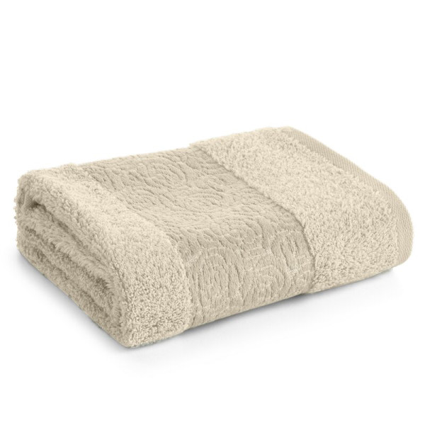Ręcznik Iris 70x140 03 beżowy z welurową bordiurą 988389