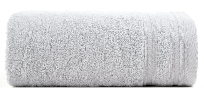 Ręcznik Kely 70x140 srebrny z ozdobną bordiurą w pasy 500 g/m2 770060