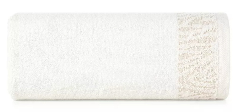Ręcznik Margo 1 50x90 biały z ozdobną bordiurą przetykaną błyszczącą nicią 988120