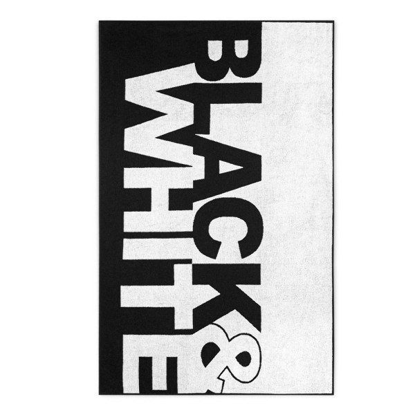 Ręcznik plażowy 100x160 Black&White czarny biały napis bawełniany Zwoltex 773903